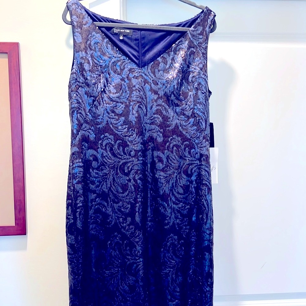 Sequin Sheath Dress (black & navy) NWT JONES NEW YORK